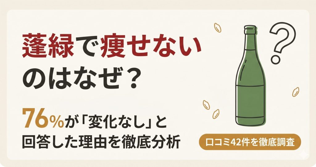蓬緑で痩せない原因を解説する記事のアイキャッチ。口コミ統計データと製品の機能性の違いを強調。