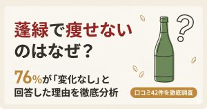蓬緑で痩せない原因を解説する記事のアイキャッチ。口コミ統計データと製品の機能性の違いを強調。